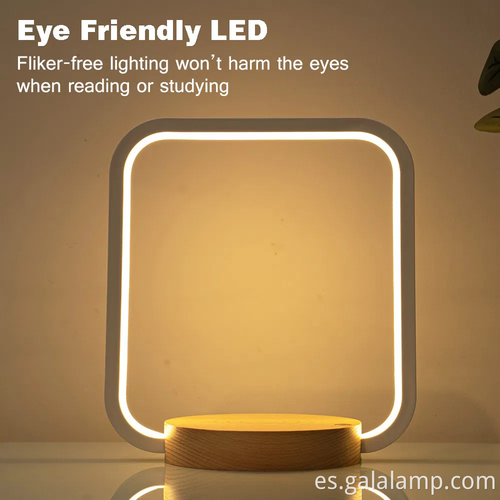 Lámpara de noche LED moderna con estación de carga inalámbrica